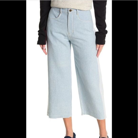 Billy Reid panel stripe soft denim  ankle pants straight leg size 6, NWT - Picture 1 of 14